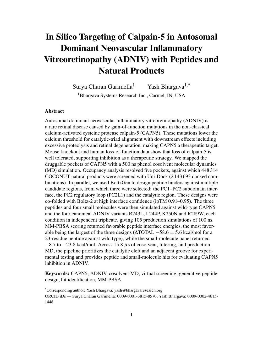 First page of the Calpain-5 ADNIV preprint