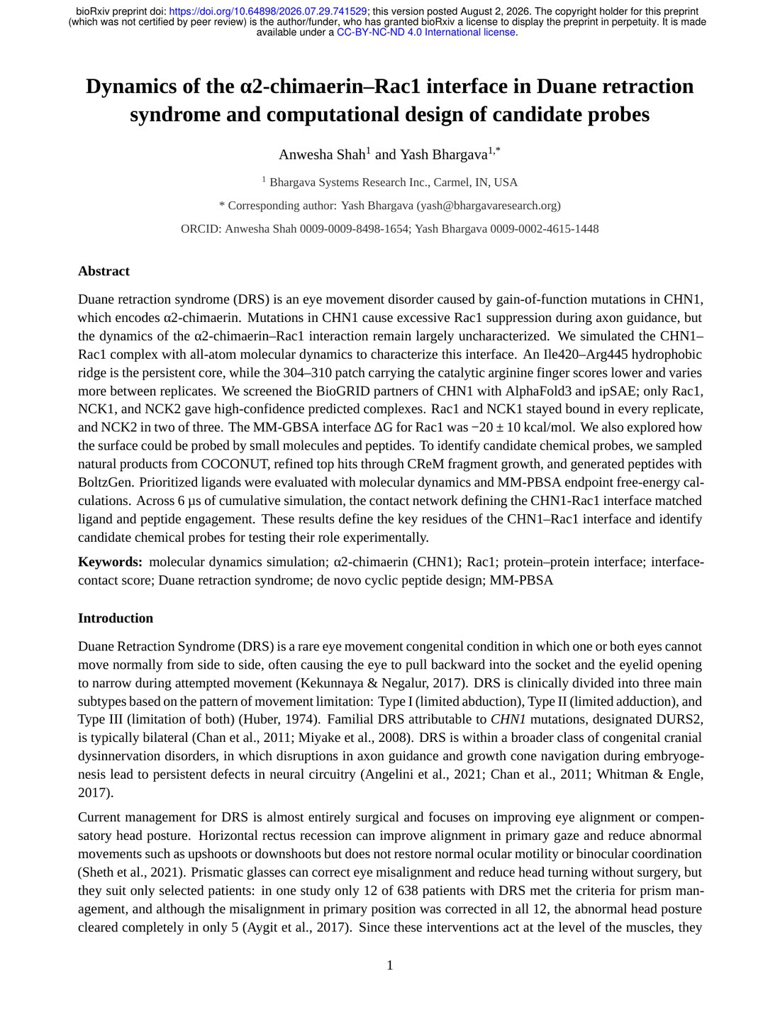 First page of the Duane retraction syndrome preprint